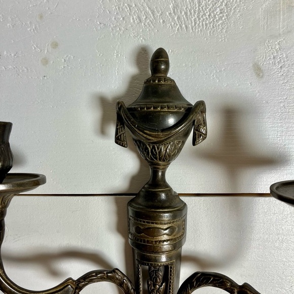 VINTAGE BRASS WALL CANDLE HOLDER – DOUBLE ARM - Picture 12 of 15